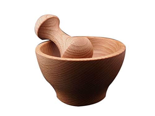 Wooden World Small Beech Wood Mortar Set