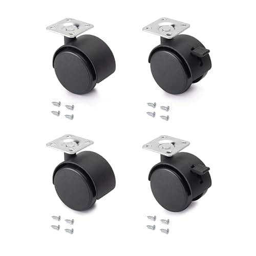 Emuca 50mm Black Swivel Castors Pack with Brakes