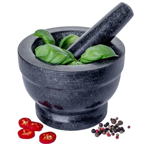 Homiu Granite Stone Mortar and Pestle Set