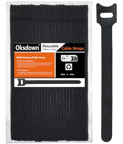 Oksdown Black Reusable Cable Ties 50-Pack