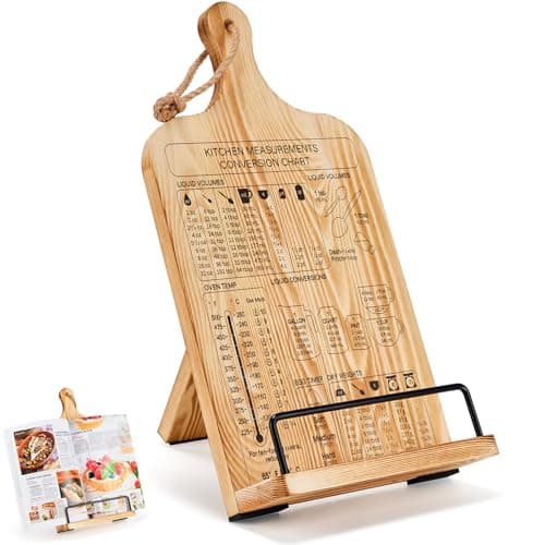 Yangbaga UK7 Wooden Cookbook Holder with Conversion Chart