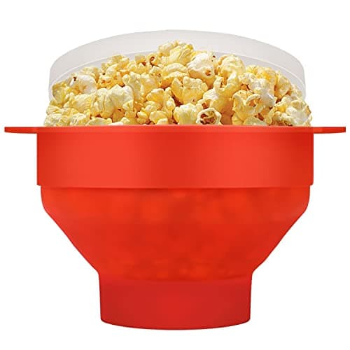 Flexzion Red Silicone Popcorn Popper Bowl