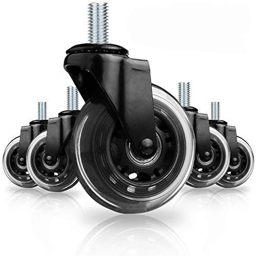 8T8 3' M10 Screw Stem Black Caster Wheels 5 Set