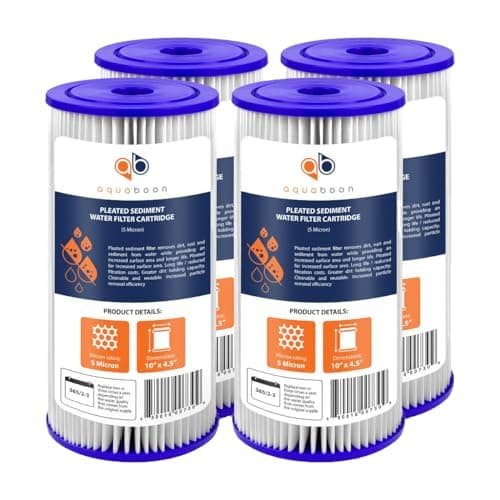Aquaboon 5 Micron Pleated Sediment Filter 4-Pack