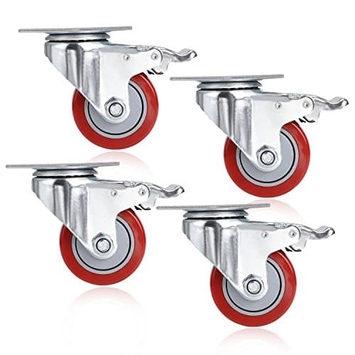 Autder 3778 3-Inch Red Swivel Castor Set
